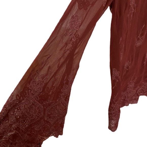 WAYF burgundy embroidered midi dress size small - Picture 7 of 7